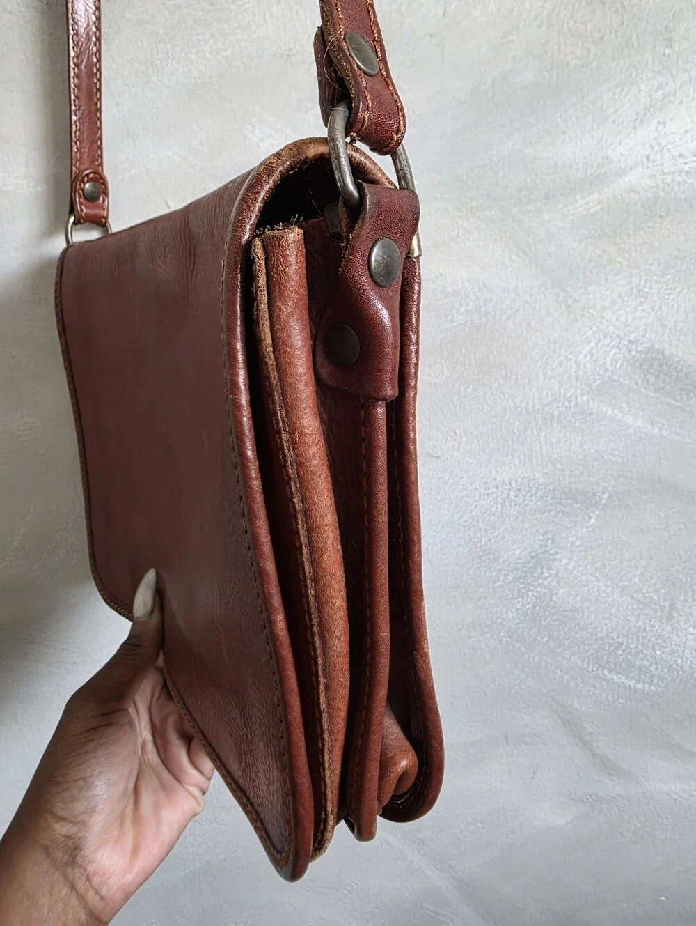 I Medici Asti Small Messenger Bag Leather Made In Italy Crossbody 10x8x3
